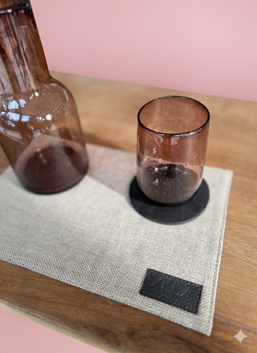 Chocolate Leather & Yute Place Mat