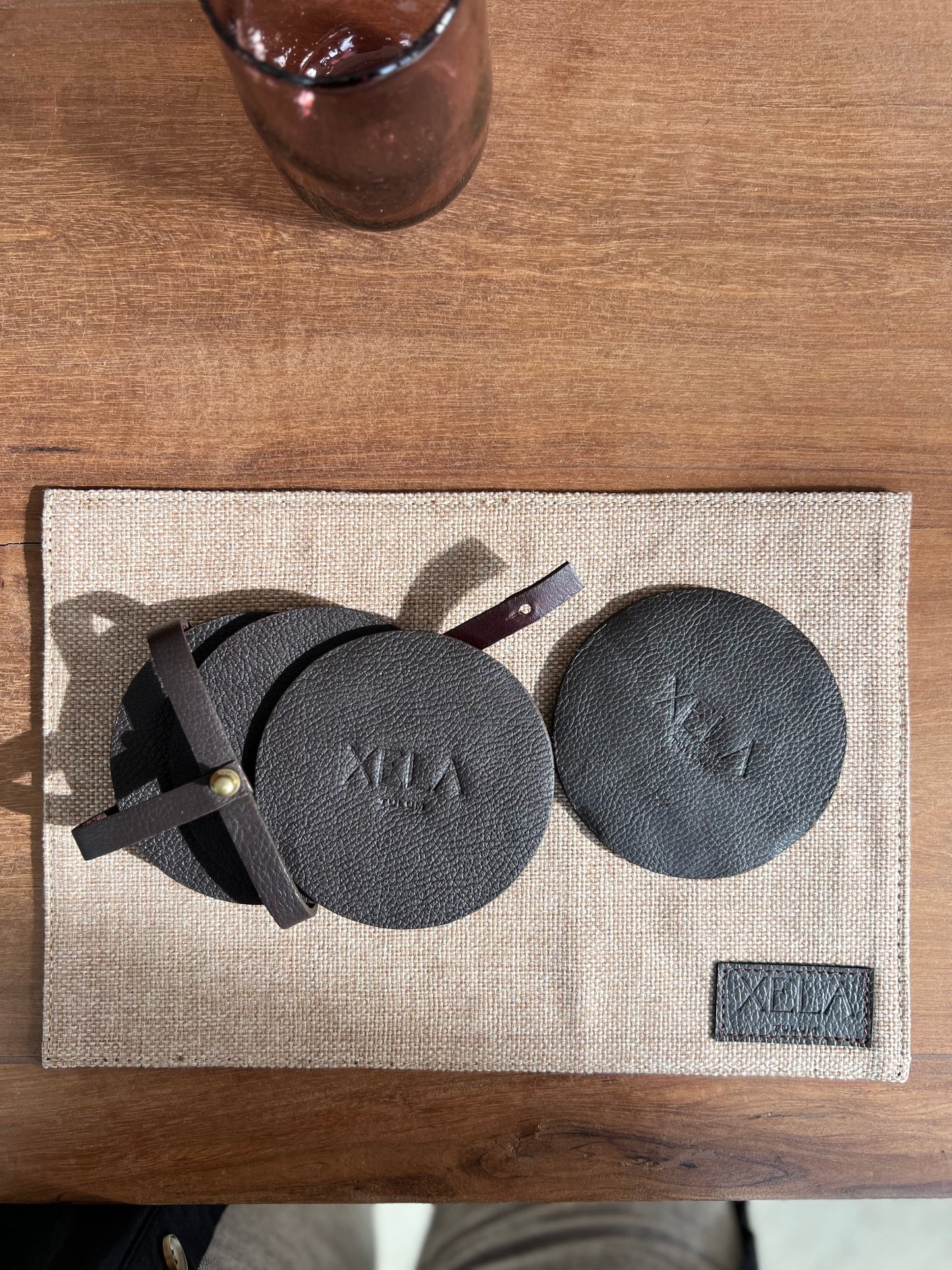 Set of 4 Leather Coasters