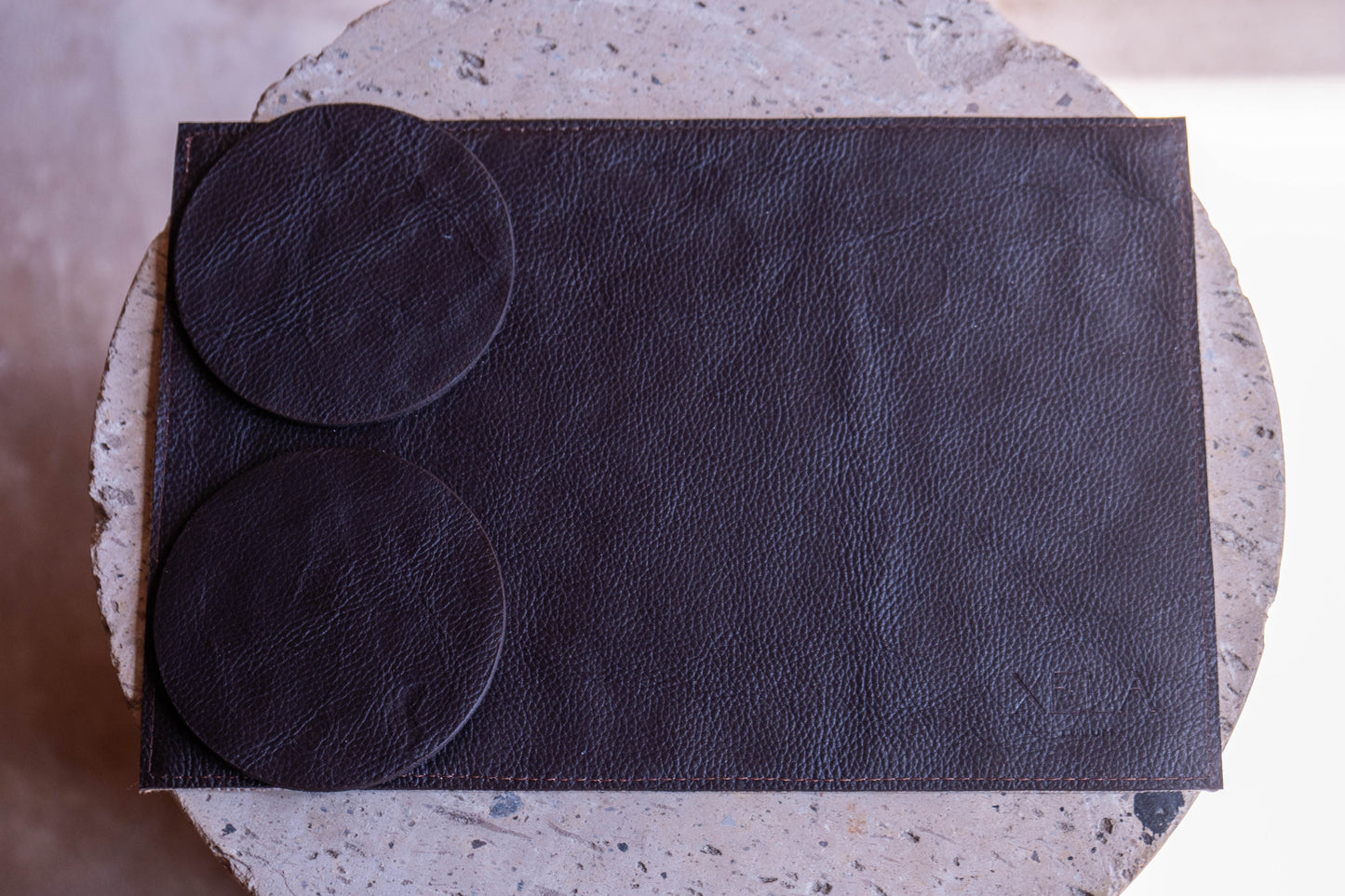 Chocolate Leather & Yute Place Mat