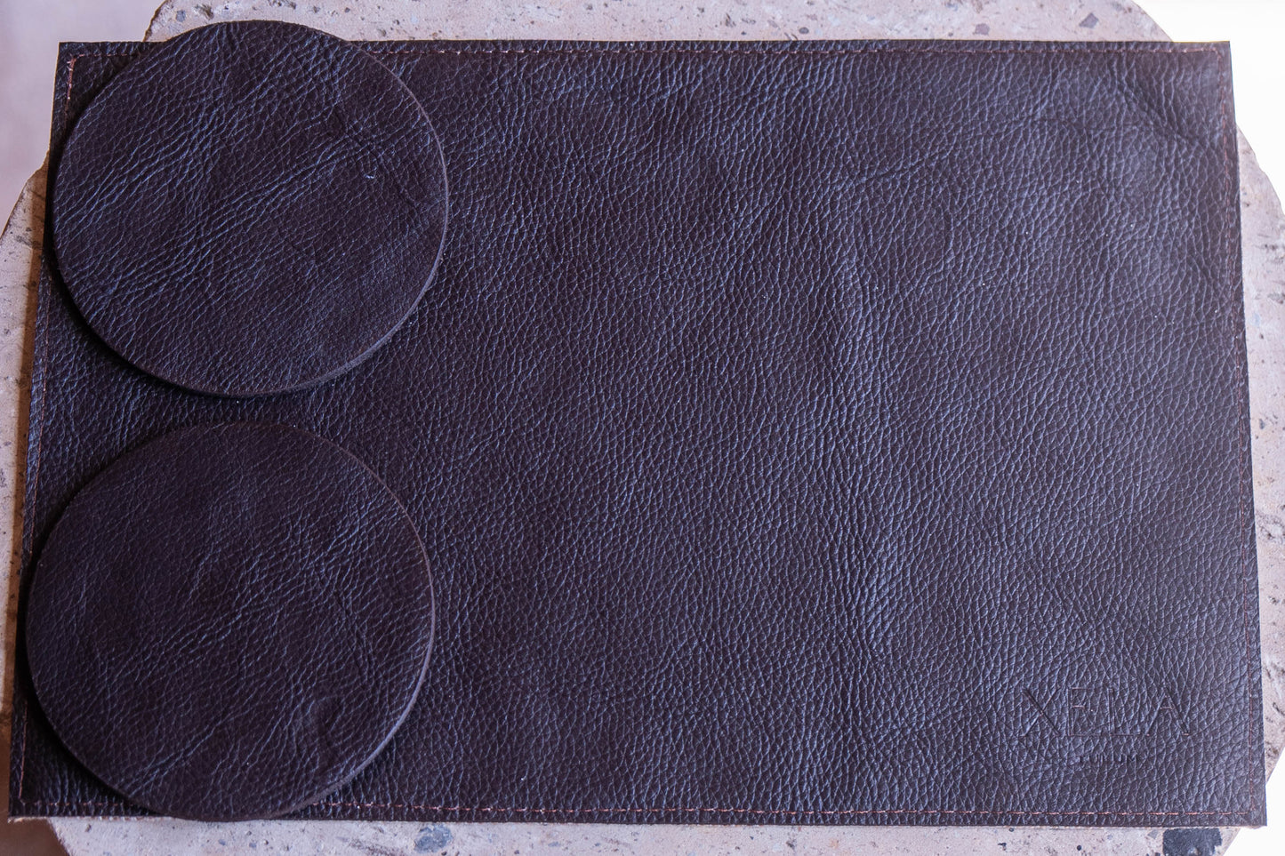 Chocolate Leather & Yute Place Mat