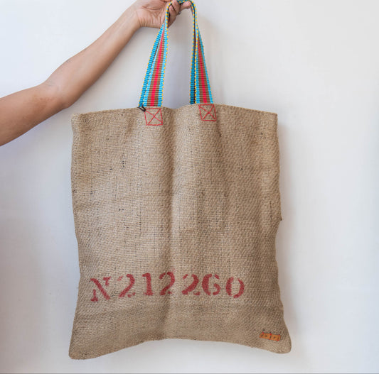 Vintage burlap Overnight, Carry on bag